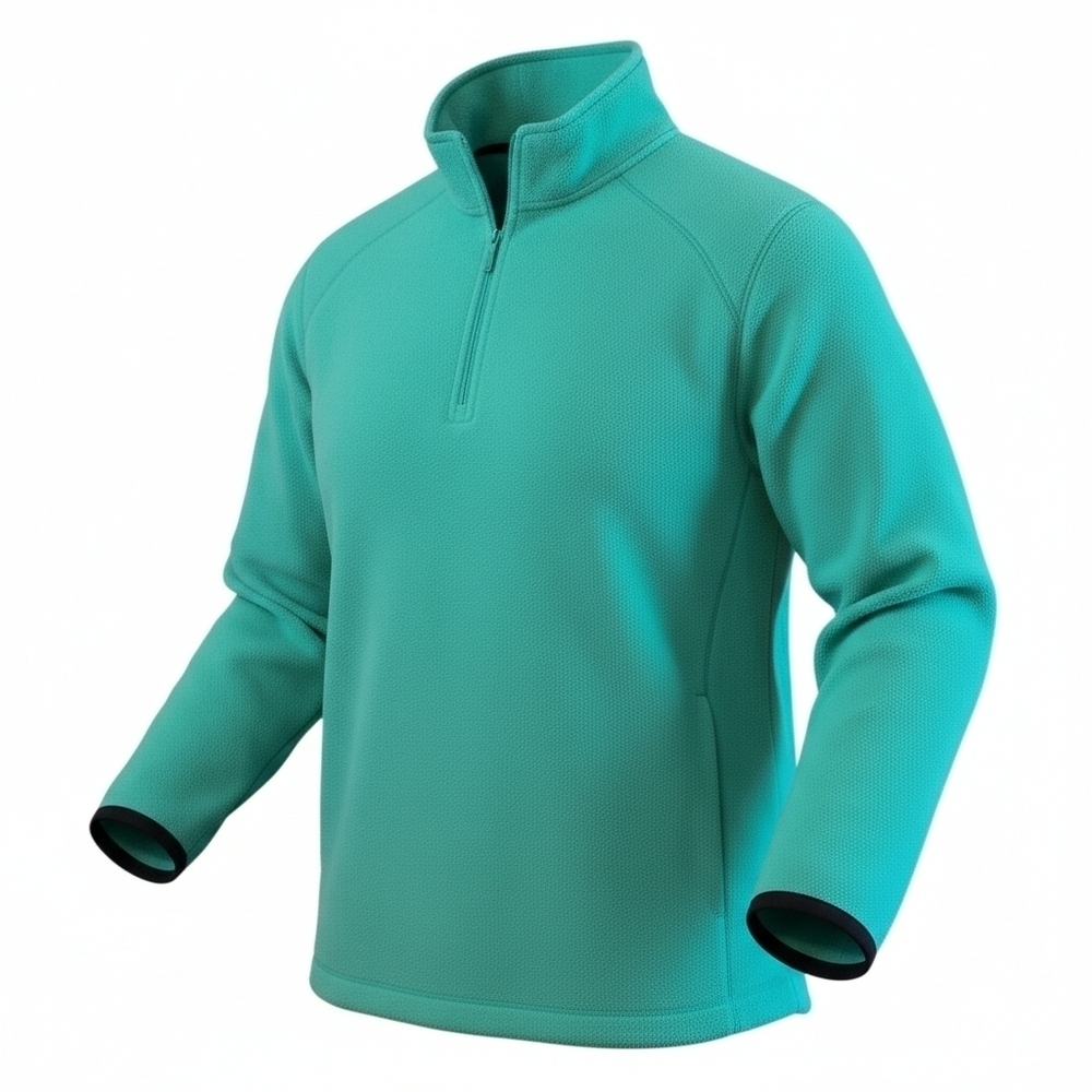 Coldwater Creek Men's Large Mint Green 1/4 Zip Pullover Fleece Top Long Sleeves